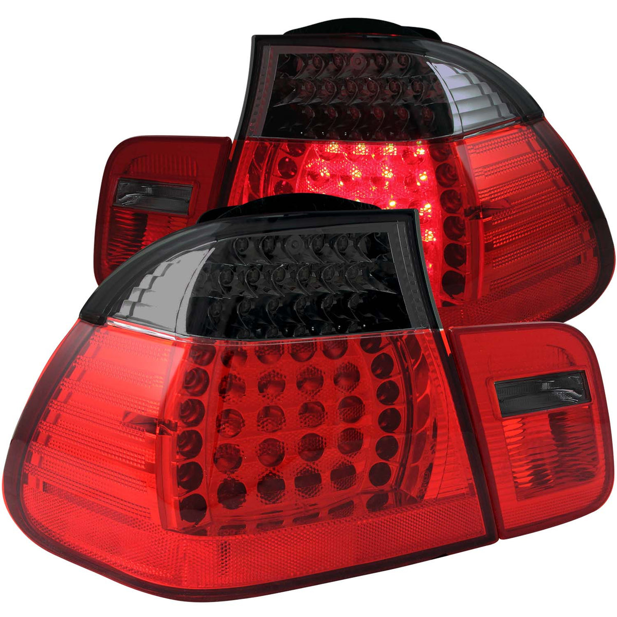 ANZO 2002-2005 4DR BMW 3 Series E46 LED Taillights Red/Smoke - 321123 for 2002-2005 BMW 3 Series - front view