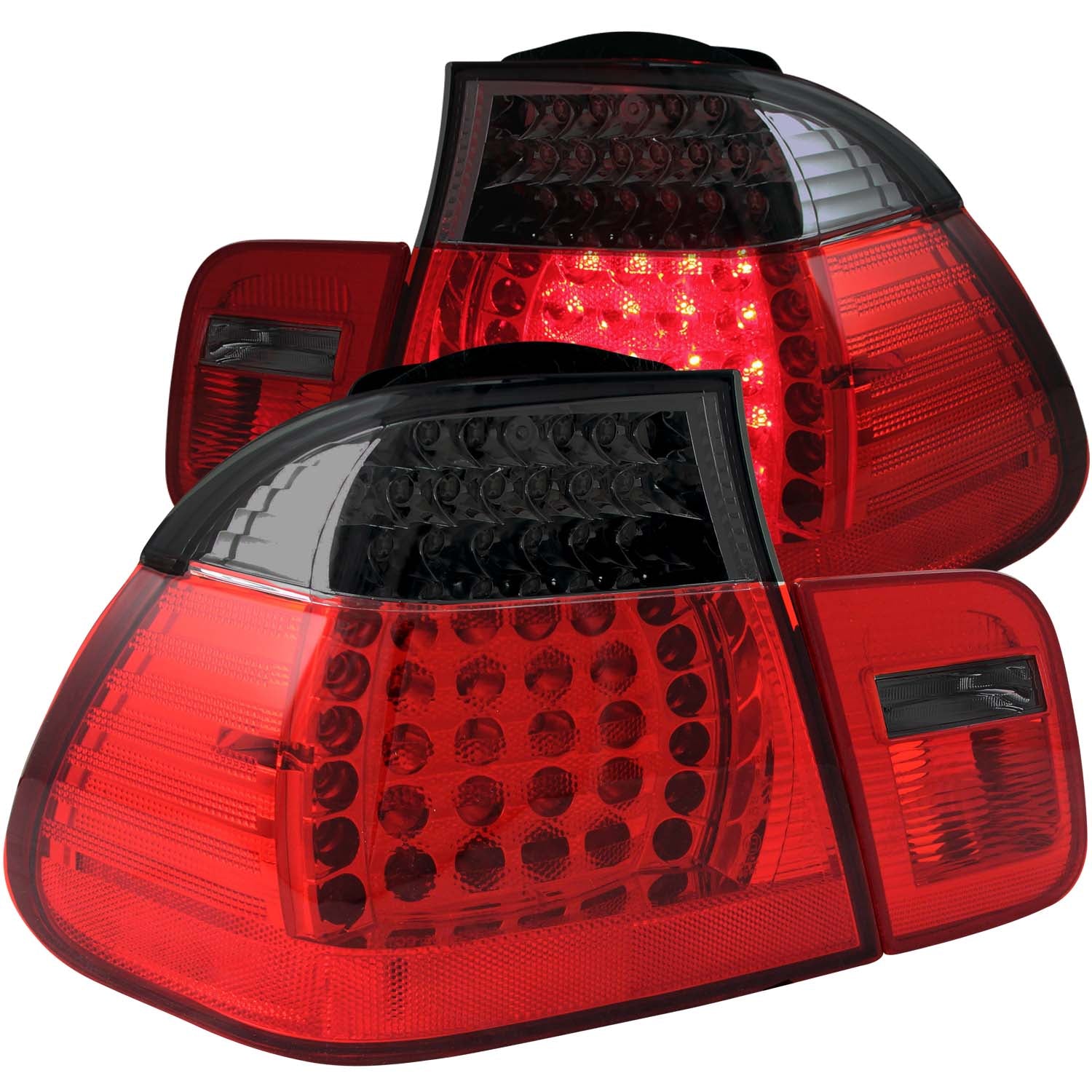 ANZO 2002-2005 4DR BMW 3 Series E46 LED Taillights Red/Smoke - 321123 for 2002-2005 BMW 3 Series - front view