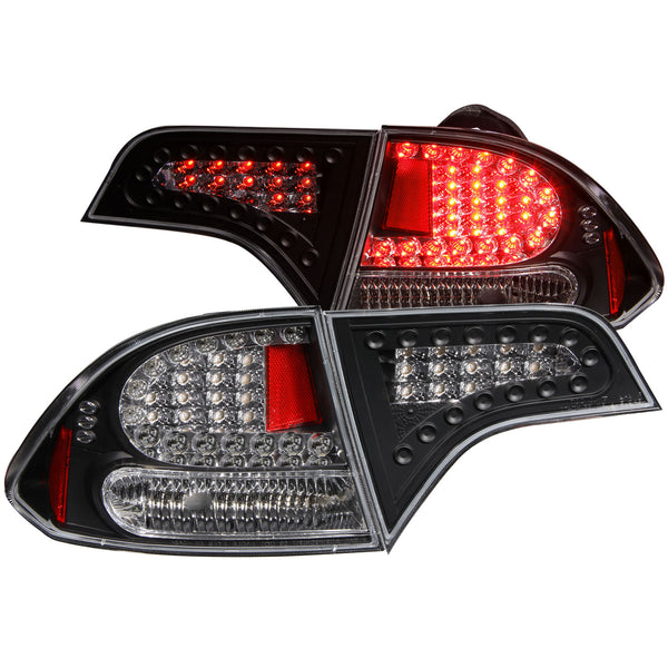 ANZO 2006-2011 Honda Civic LED Taillights Black - 321152 for 2006-2011 Honda Civic - front view