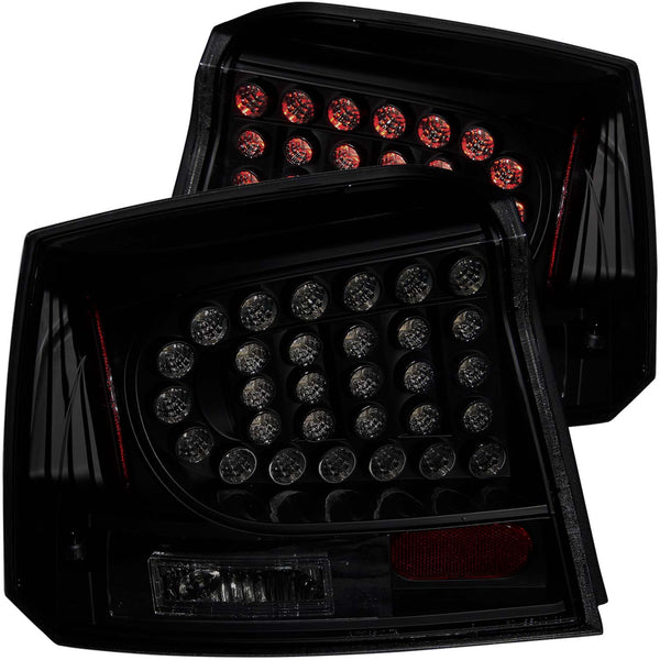 ANZO 2006-2008 Dodge Charger LED Taillights Dark Smoke - 321229 for 2006-2008 Dodge Charger - front view