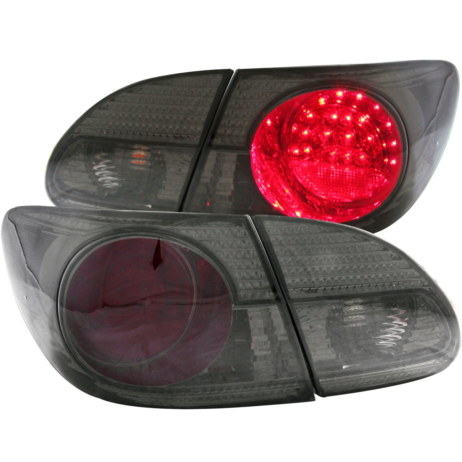 ANZO 2003-2008 Toyota Corolla LED Taillights Red/Smoke - 321270 for 2003-2008 Toyota Corolla - front view
