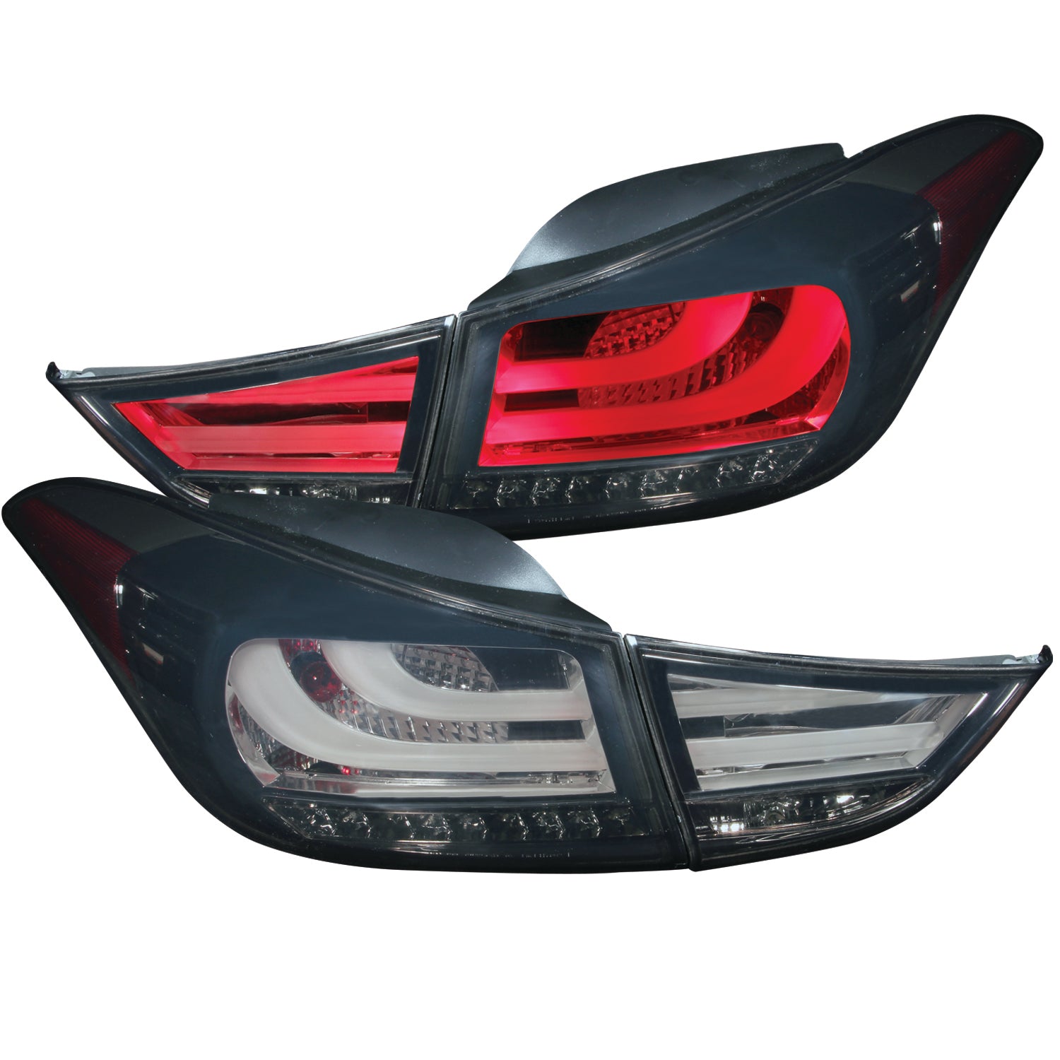 ANZO 2011-2013 Hyundai Elantra LED Taillights Smoke 4pc - 321297 for 2011-2013 Hyundai Elantra - front view