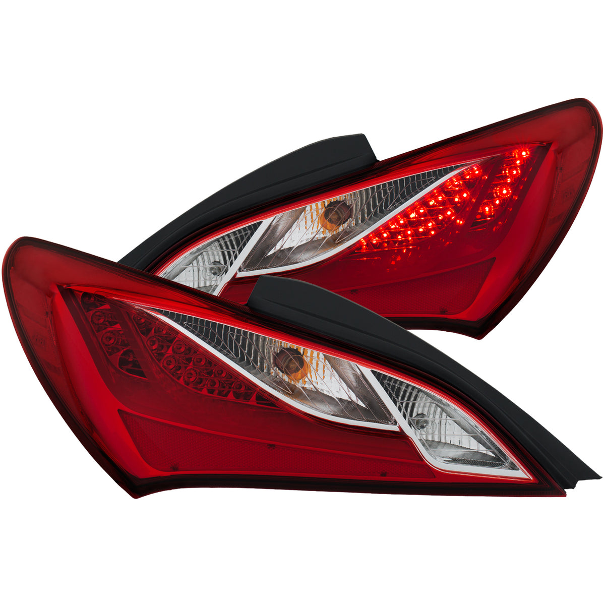 ANZO 2010-2013 Hyundai Genesis LED Taillights Red/Clear - 321334 for 2010-2016 Hyundai Genesis Coupe - front view