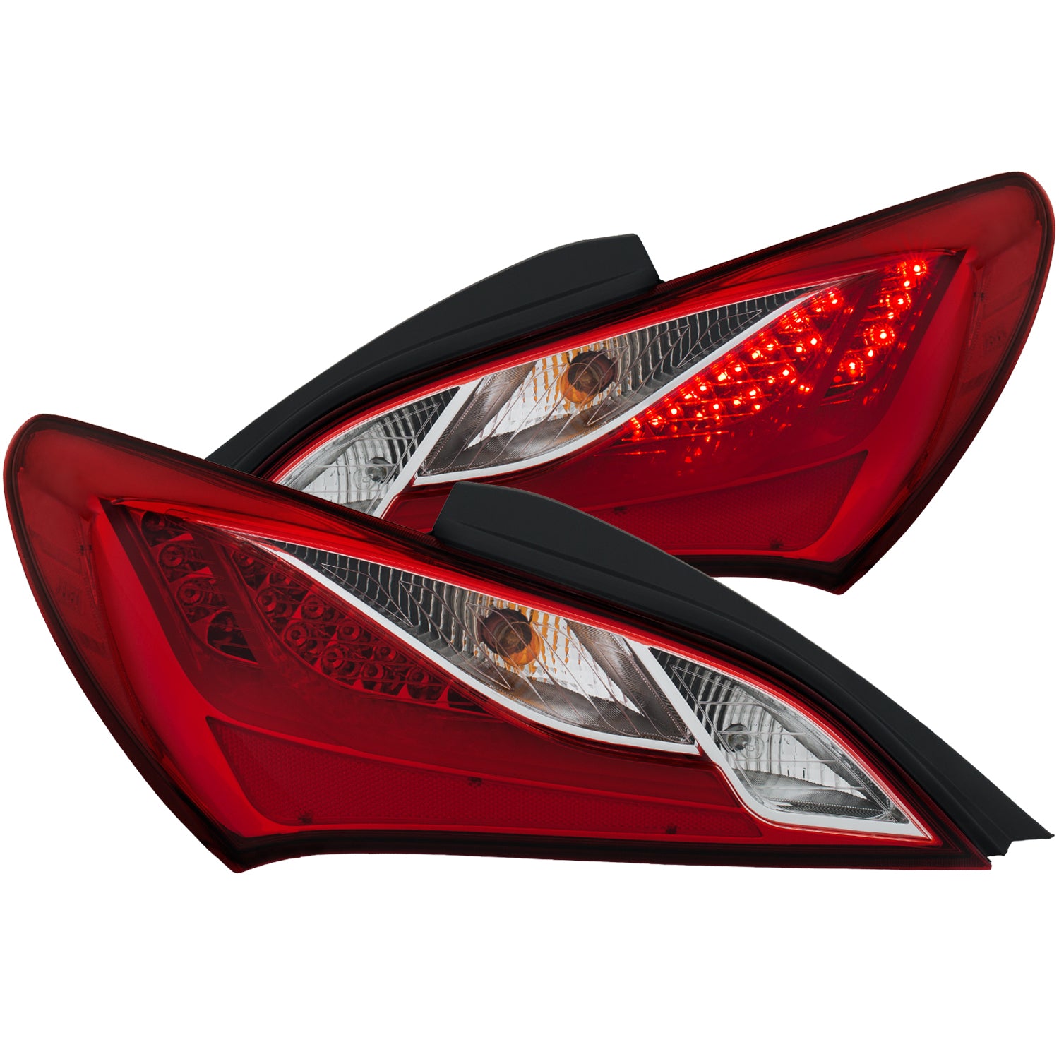ANZO 2010-2013 Hyundai Genesis LED Taillights Red/Clear - 321334 for 2010-2016 Hyundai Genesis Coupe - front view