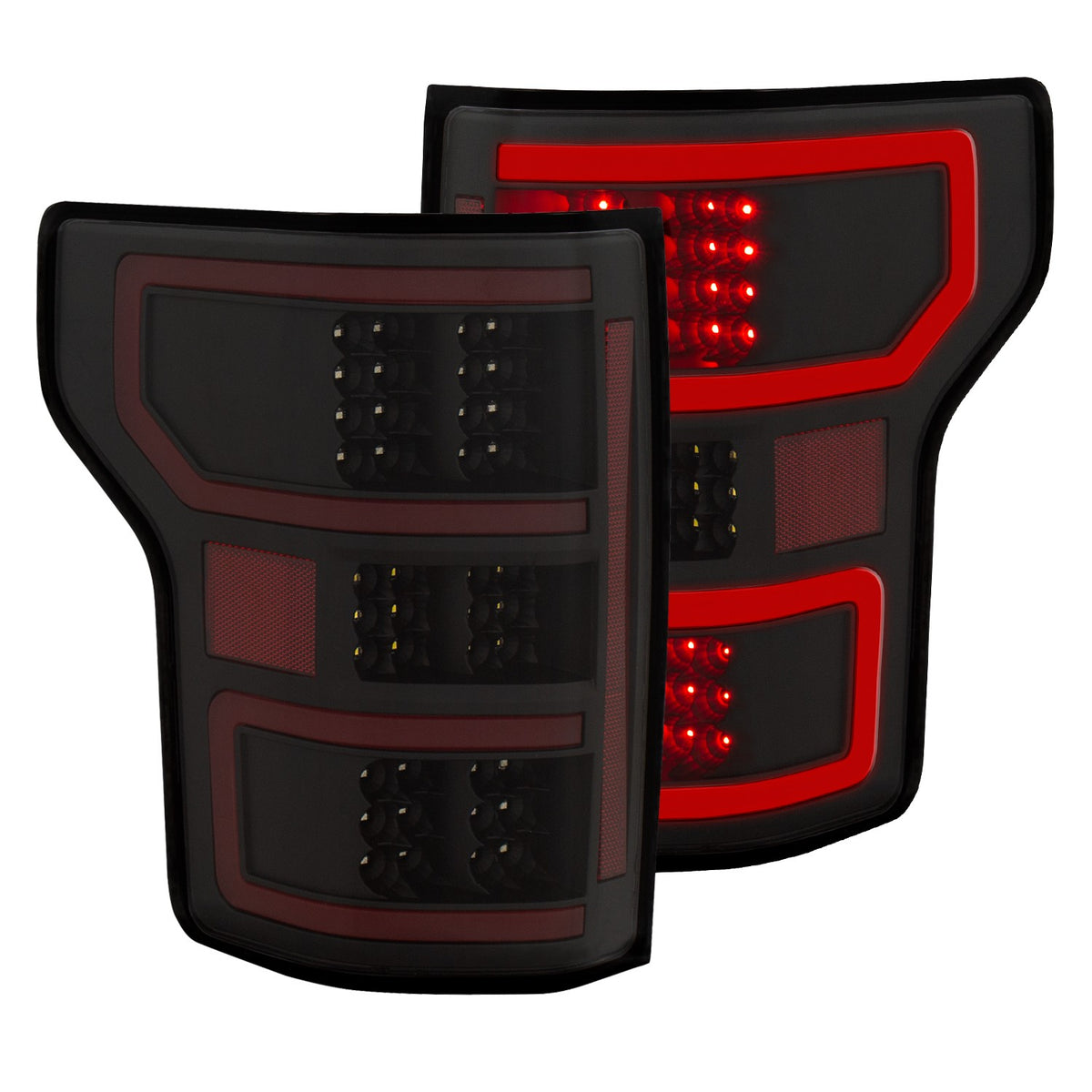 ANZO 18-19 Ford F-150 LED Taillights Black - 321338 for 2018-2020 Ford F 150 - front view