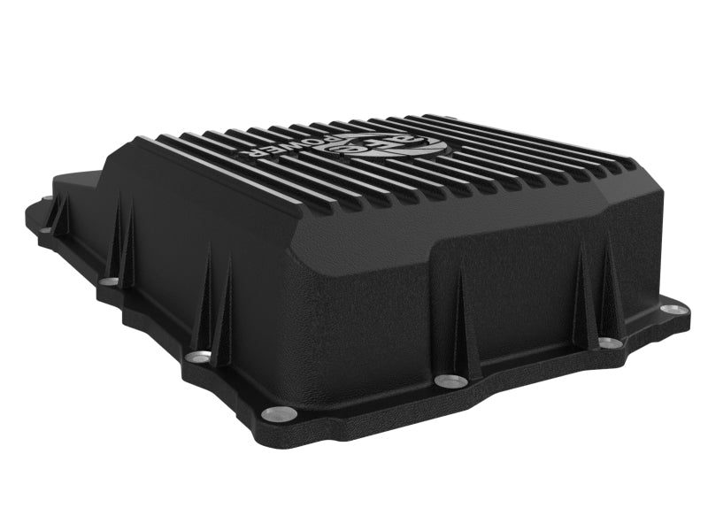 aFe 18-25 Jeep Wrangler JL V6 Transmission Pan - Black w/ Machined Fins - 46-71300B