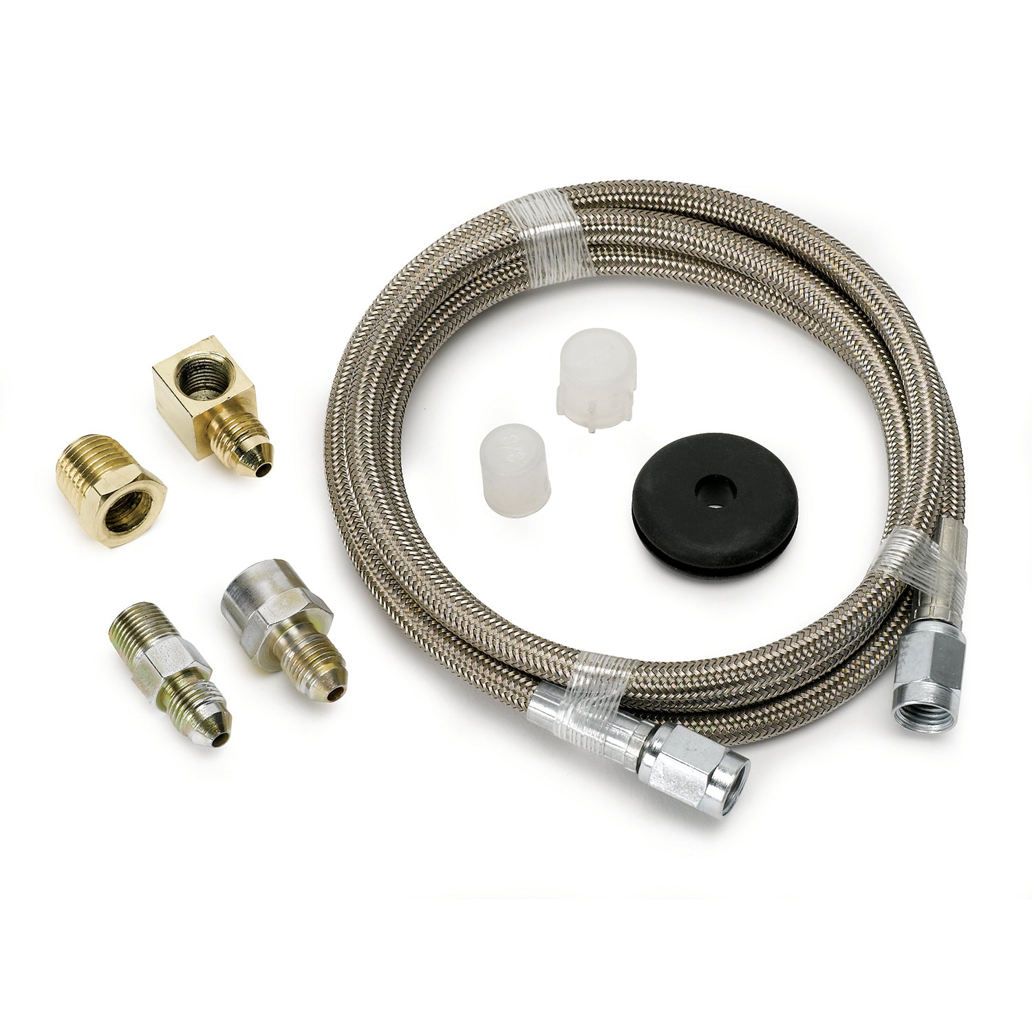 Autometer Braided Stainless Steel Line #3 Dia. 4ft Length -3AN and 1/8in NPTF Fittings - 3235