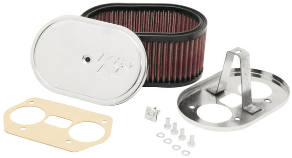 K&N Custom Oval Red Race Filter 7in L x 4-1/2in W 3-1/4in H - 56-1170 by K&N Engineering - front view