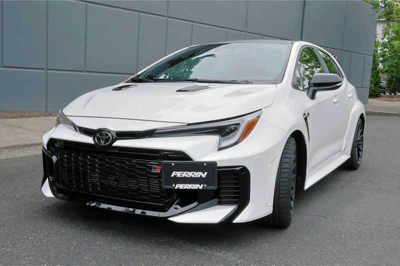 PERRIN 23-24 Toyota GR Corolla License Plate Relocation Kit - PTP-BDY-201 by Perrin Performance - installed view