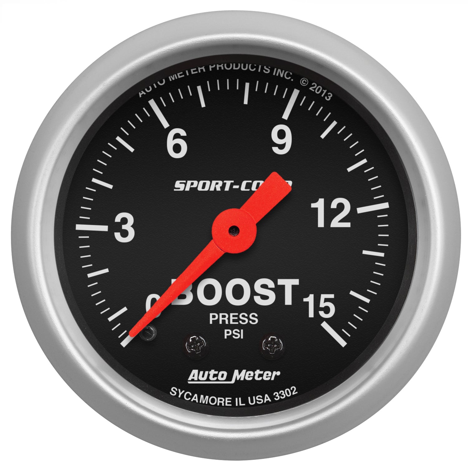 Autometer 2-1/16in 0-15 PSI Mechanical Sport-Comp Boost Pressure Gauge - 3302