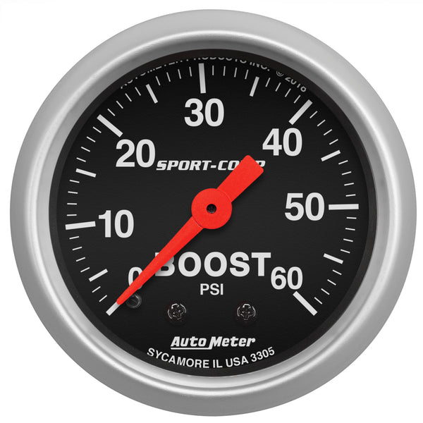 AutoMeter 2-1/16in 0-60 PSI Mechanical Sport-Comp Boost Pressure Gauge - 3305