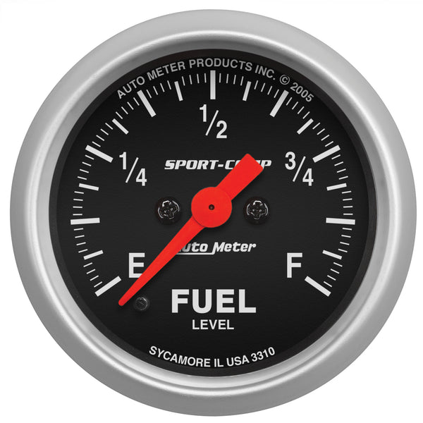 Autometer Sport Comp 52mm Full Sweep Electronic Fuel Level Programmable Empty-Full Range Gauge - 3310