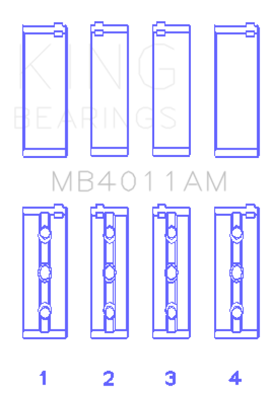 King Engine Bearings Toyota 1Mzfe (Size +0.50mm) Main Bearing Set - MB4011AM0.5
