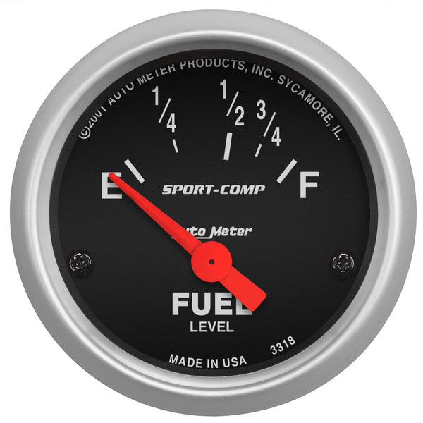Autometer Sport Comp 52mm 16-158 Ohms Electronic Fuel Level Gauge - 3318