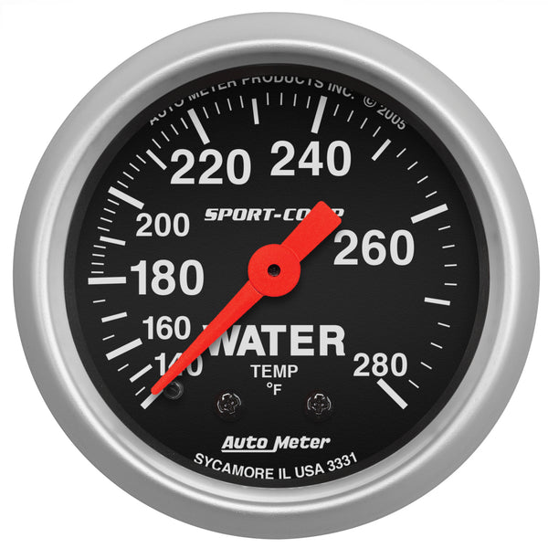 Autometer 2-1/16in 140-280 Degree F Mechanical Water Temp Sport-Comp Gauge - 3331