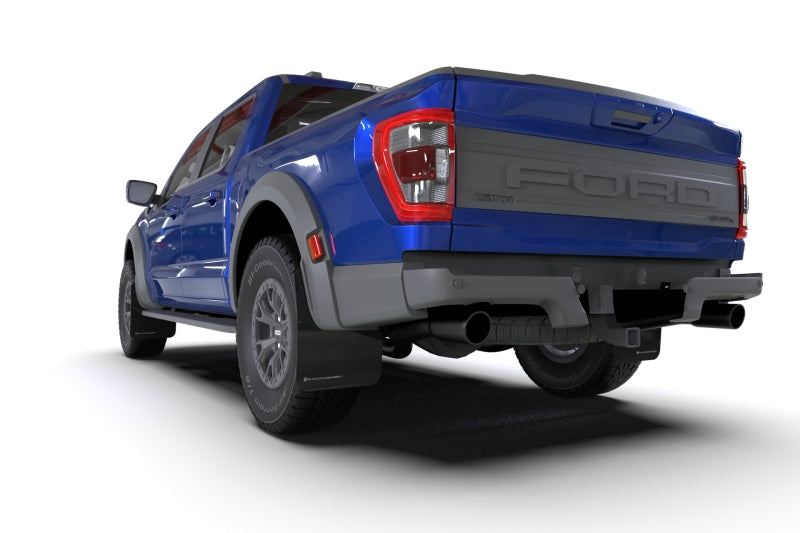 Rally Armor 21-24 Ford F-150 Raptor Gen 3 Black UR Mud Flap w/Metallic Black Logo - MF73-UR-BLK-MBK