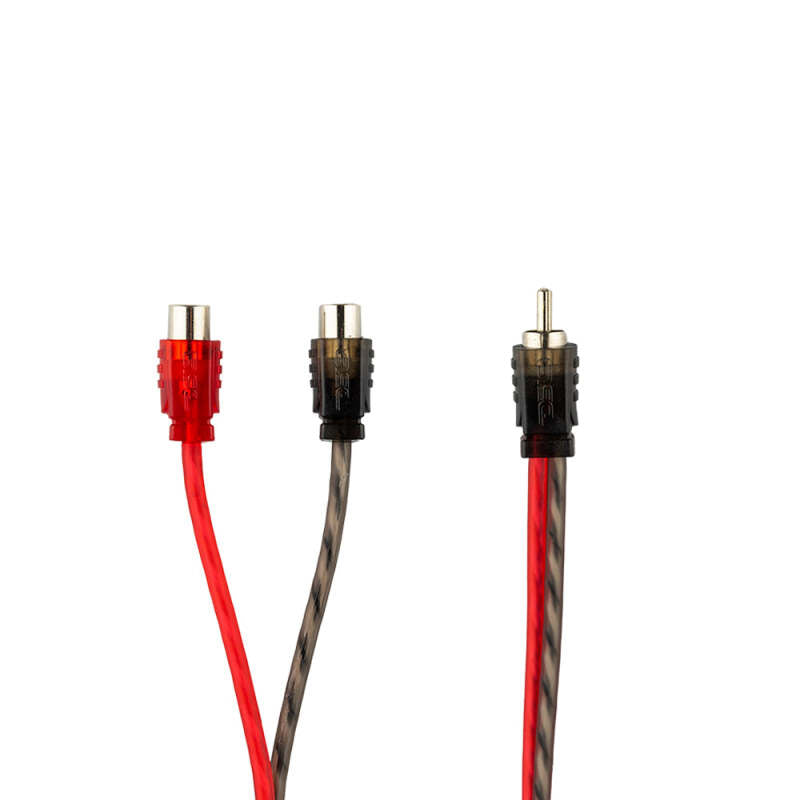 DS18 Level 1 RCA Y Connector 1 Male to 2 Female 10 x Pack - RCA-1M2F.10PK - side view
