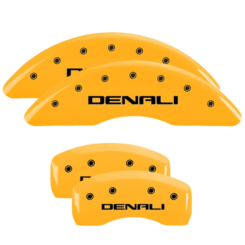 MGP 4 Caliper Covers Engraved Front &amp; Rear Denali Yellow finish black ch - 34001SDNLYL