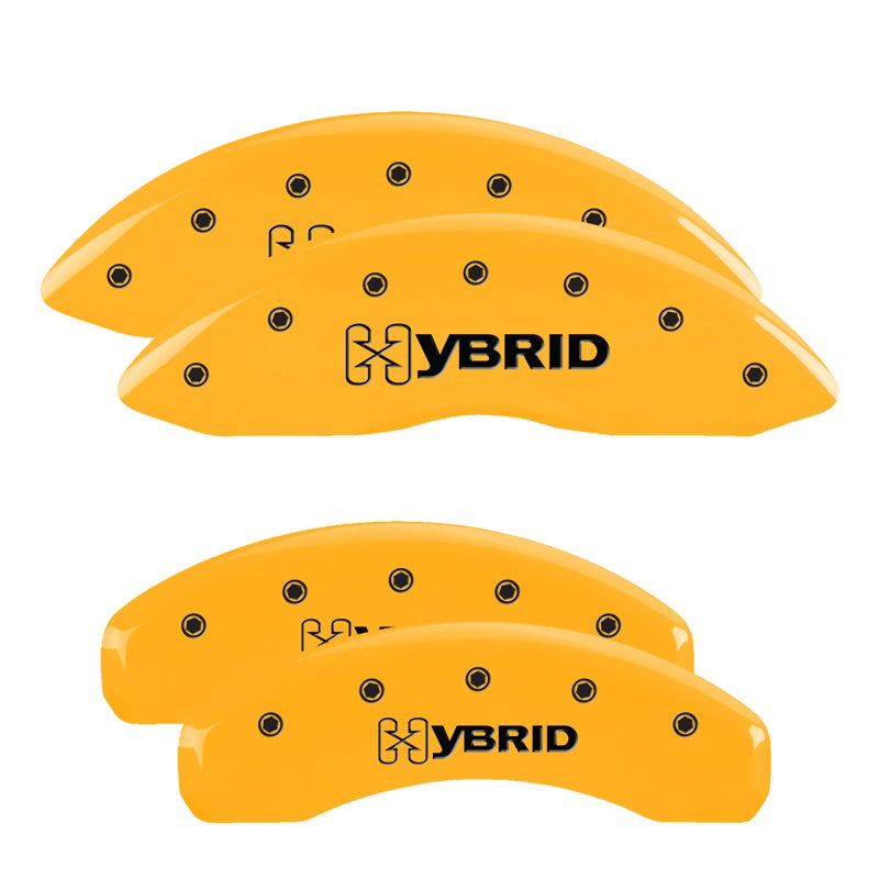 MGP 4 Caliper Covers Engraved Front &amp; Rear Gm Style/Hybrid Yellow Finish Black Char 2009 GMC Envoy - 34004SHYBYL