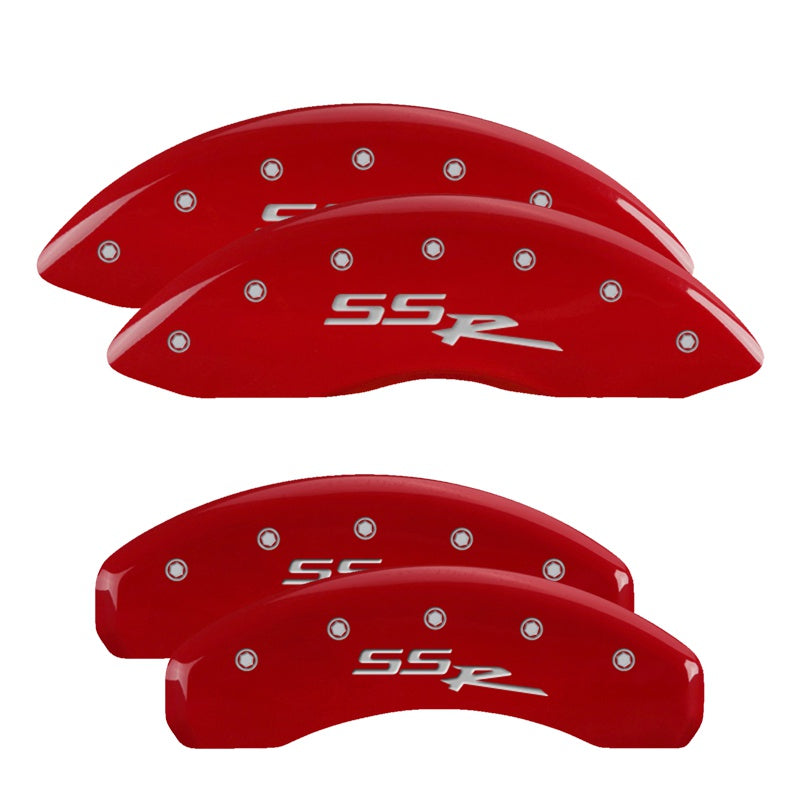 MGP 4 Caliper Covers Engraved Front &amp; Rear SSR Red finish silver ch - 34006SSSRRD