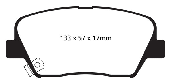 EBC 13+ Hyundai Santa Fe 2.0 Turbo Greenstuff Front Brake Pads - DP61863 for 2011-2020 Kia Sorento - front view