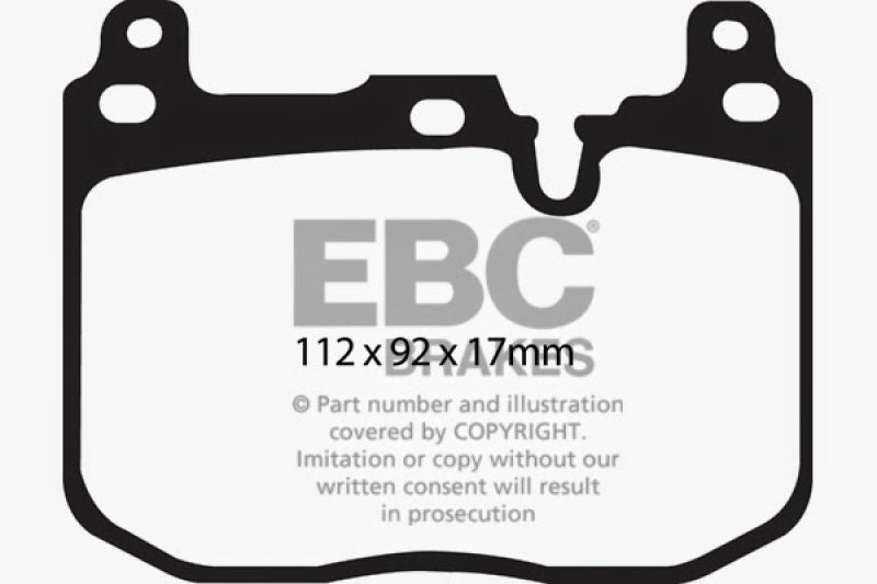 EBC 14+ BMW 228 Coupe 2.0 Turbo Brembo calipers Ultimax2 Front Brake Pads - UD1609 for 2014-2023 BMW 2 Series - front view