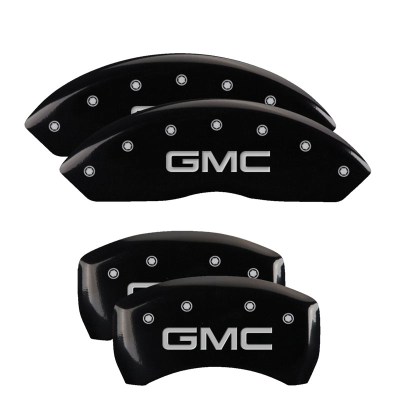 MGP 4 Caliper Covers Engraved Front &amp; Rear GMC Black finish silver ch - 34209SGMCBK