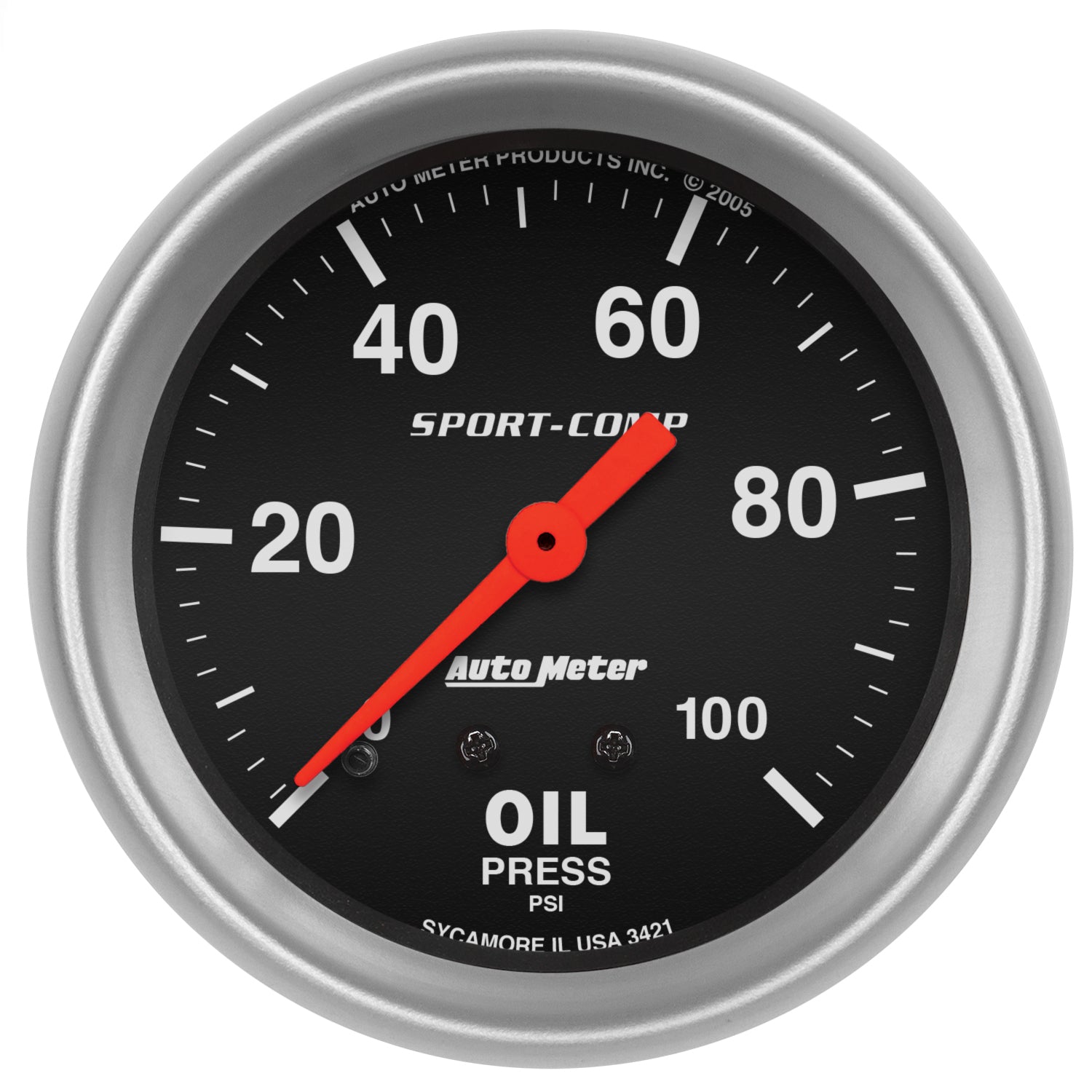 Autometer Sport-Comp 66.7mm 0-100 PSI, Mechanical Oil Pressure - 3421