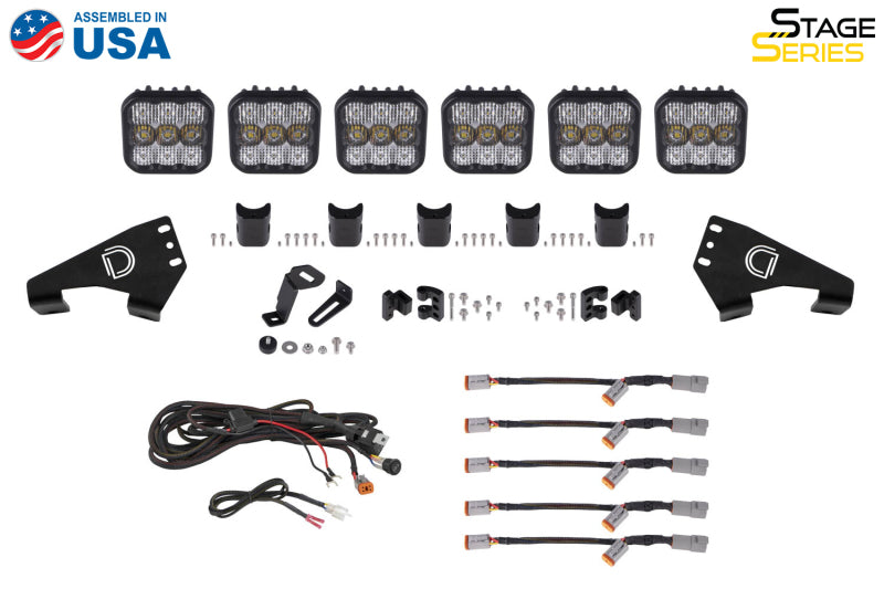 Diode Dynamics 20-Present Polaris RZR SS5 Sport CrossLink Roof - Yellow Combo Lightbar Kit - DD7631