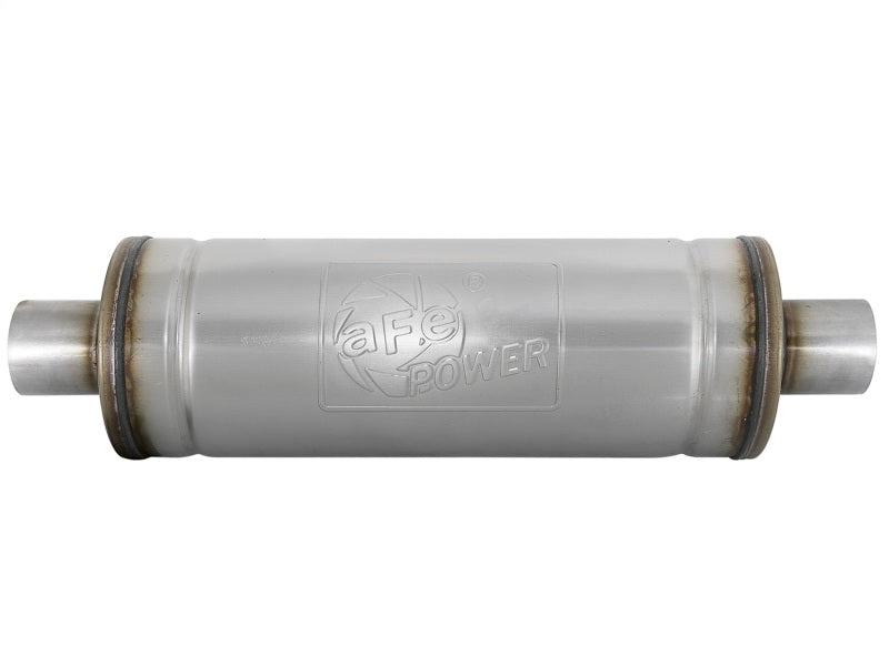 aFe MACH Force-Xp 409 SS Muffler 2.5in Center/Center 18in L x 6in Dia - Round Body - 49M00021