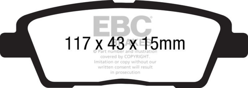 EBC 08-10 Hyundai Genesis 3.8 Ultimax2 Front Brake Pads - UD1384 for 2009-2011 Hyundai Genesis - front view