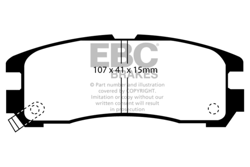 EBC 95-99 Chrysler Sebring Coupe 2.0 Ultimax2 Front Brake Pads - UD484 for 1990-2001 Mitsubishi Eclipse - front view