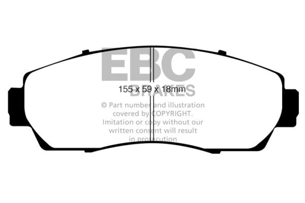 EBC 07-11 Honda CR-V 2.4 Greenstuff Front Brake Pads - DP61743 for 2007-2023 Honda CR V - front view