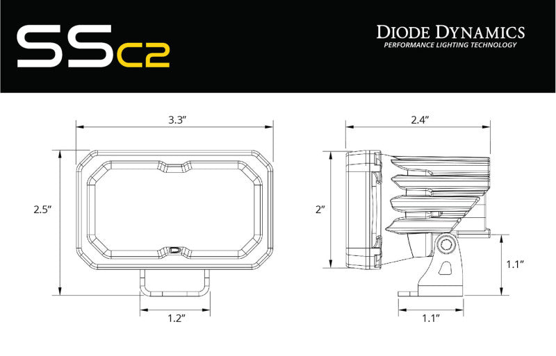 Diode Dynamics Stage Series 2 In Roll Bar Chase Light Kit SSC2 Sport - Yellow (Pair) - DD7669 for 2020-2023 Polaris RZR PRO X