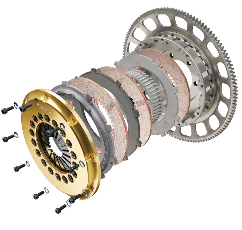 OS Giken Nissan 350Z VQ35DE:NEO R Series Triple Plate w/Floating Center Hub Clutch - NS111-CH5 - angle view