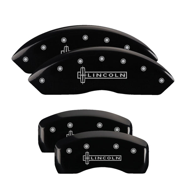 MGP 4 Caliper Covers Engraved Front &amp; Rear Lincoln Black finish silver ch - 36018SLCNBK