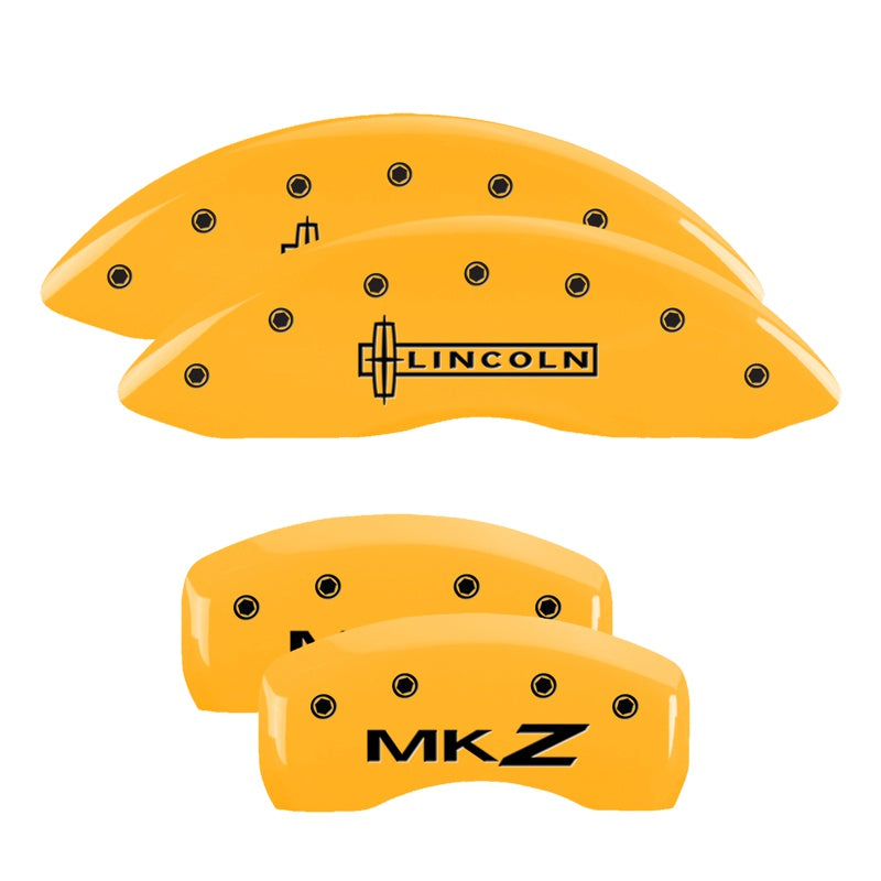 MGP 4 Caliper Covers Engraved Front Lincoln Rear MKZ Yellow Finish Black Char 2017 Lincoln MKZ - 36022SLCZYL