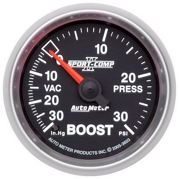 Autometer Sport-Comp II 52mm 30 PSI Mechanical Boost Vacumm Gauge - 3603