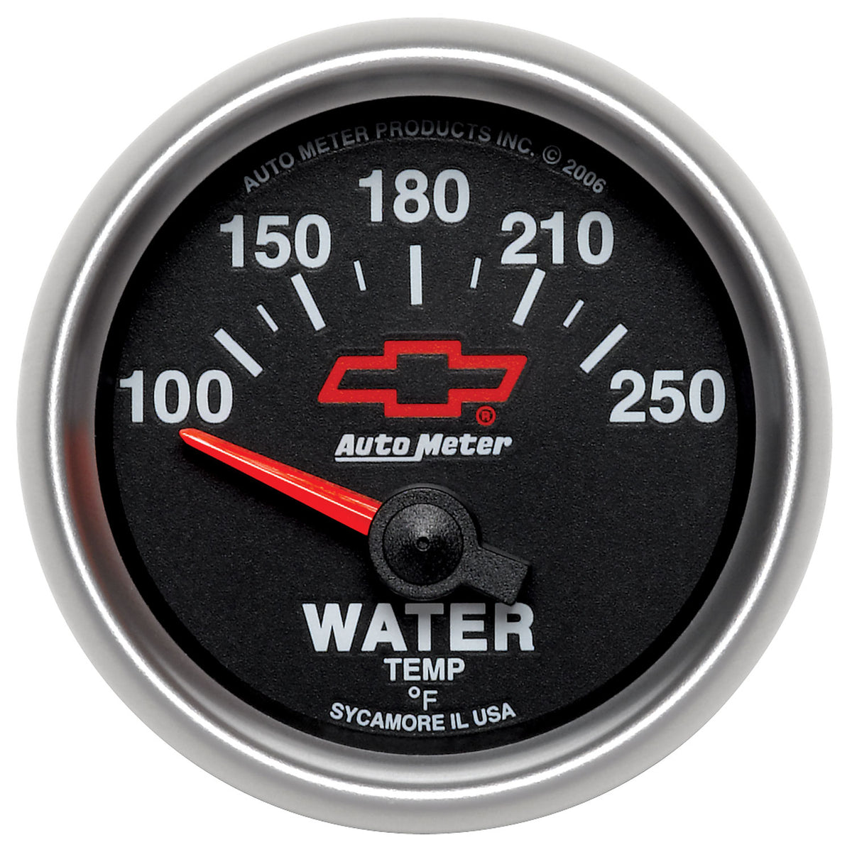 Autometer GM Bowtie Black 2-1/16in 100-250 F Pedestal Electronic Water Temp Gauge - 3637-00406
