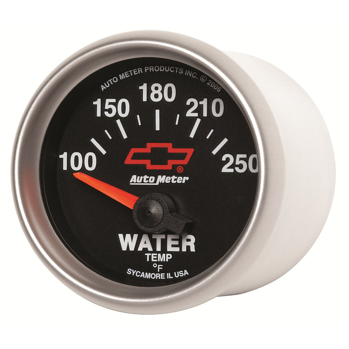 Autometer GM Bowtie Black 2-1/16in 100-250 F Pedestal Electronic Water Temp Gauge - 3637-00406