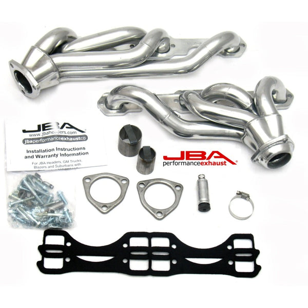 JBA 65-86 GM Truck 265-400 Carbureted w/A.I.R. 1-5/8in Primary Slvr Ctd Cat4Ward Header - 1830S-6JS for 1975-1986 GMC K1500 -