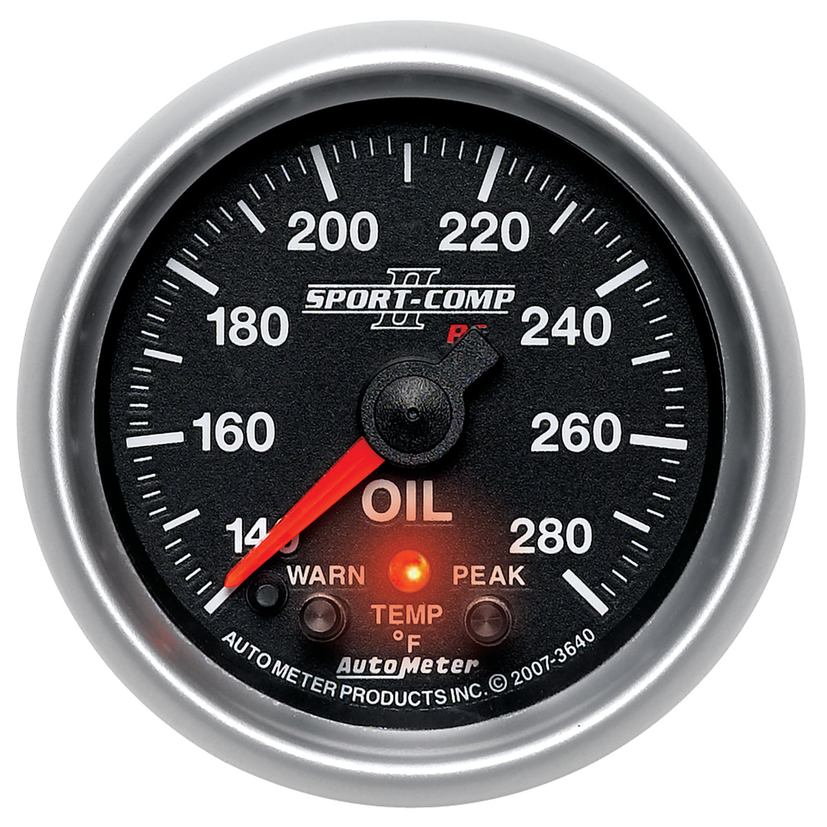 Autometer Sport-Comp II 52.4mm 140-280 Deg F Oil Temperature Peak & Warn w/ Electronic Control Gauge - 3640