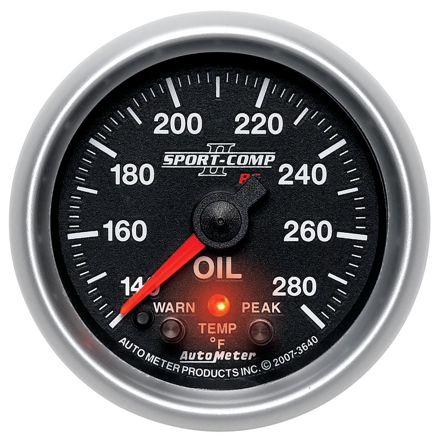 Autometer Sport-Comp II 52.4mm 140-280 Deg F Oil Temperature Peak & Warn w/ Electronic Control Gauge - 3640