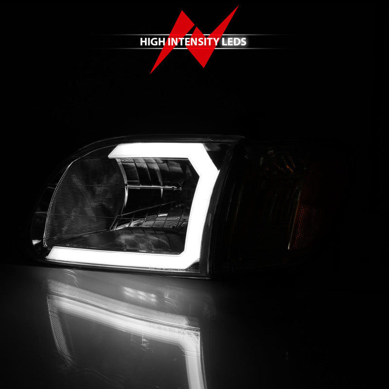 ANZO 00-04 Toyota Tundra (Reg/Acc Cab Only) Crystal Headlights w/Lgt Bar Chrome w/Corner Lights 2pc - 111580