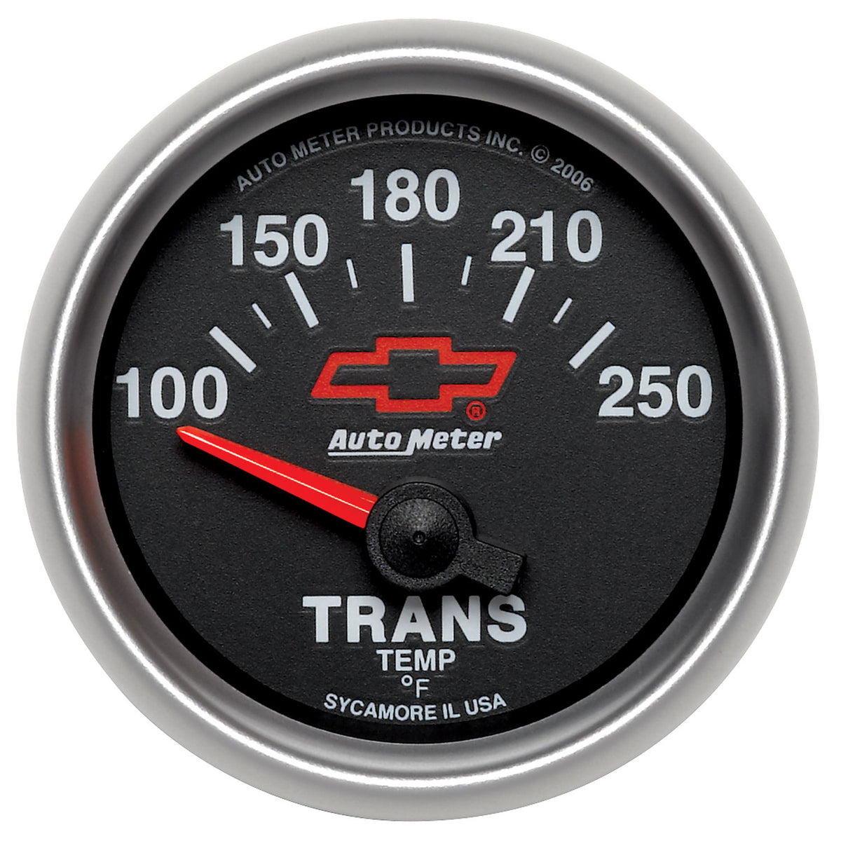 Autometer GM Bowtie Black 2-1/16in 100-250 Degree F Electronic Transmission Temperature Gauge - 3649-00406