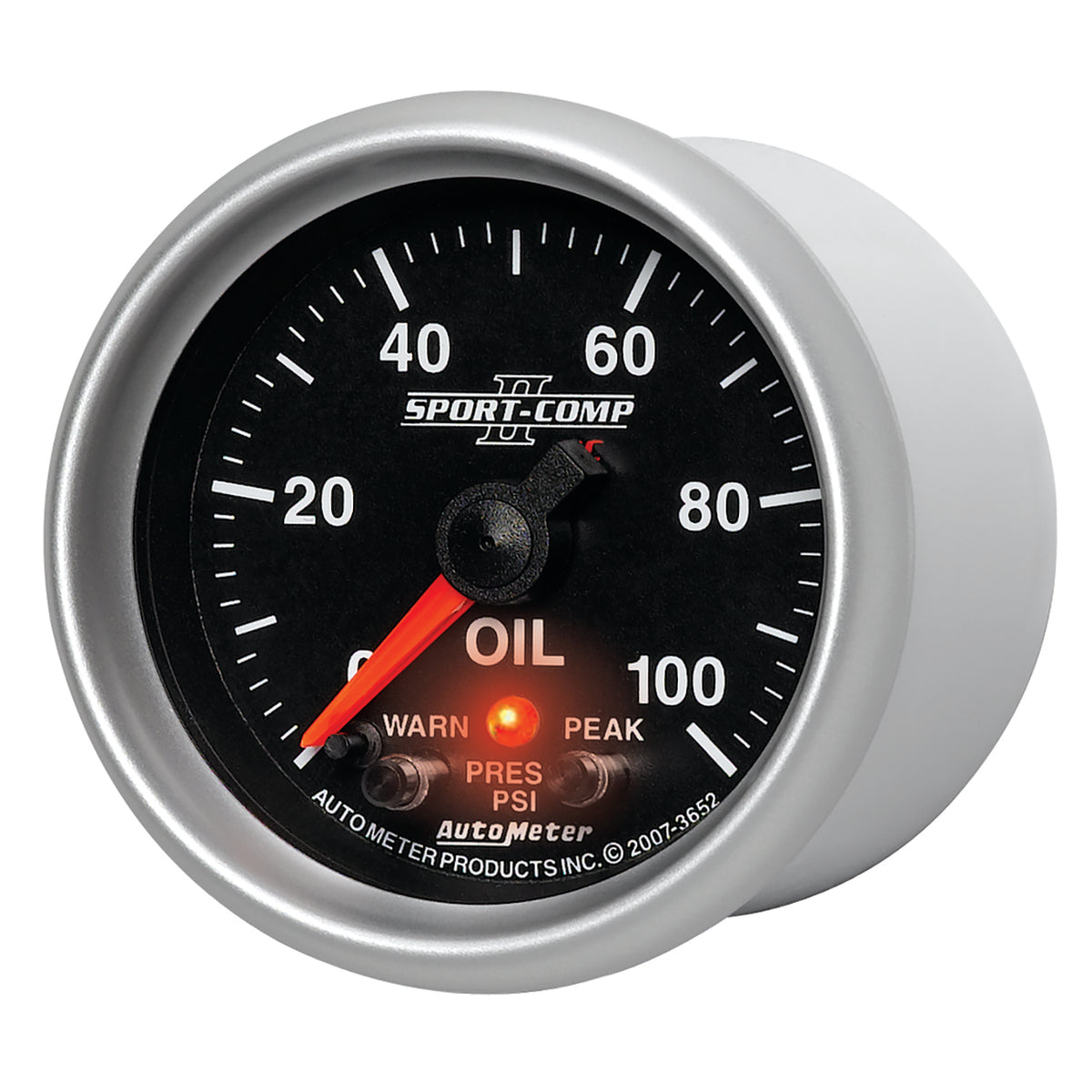 Autometer Sport-Comp II 52.4mm 0-100 PSI Oil Pressure Peak & Warn w/ Electronic Control Gauge - 3652