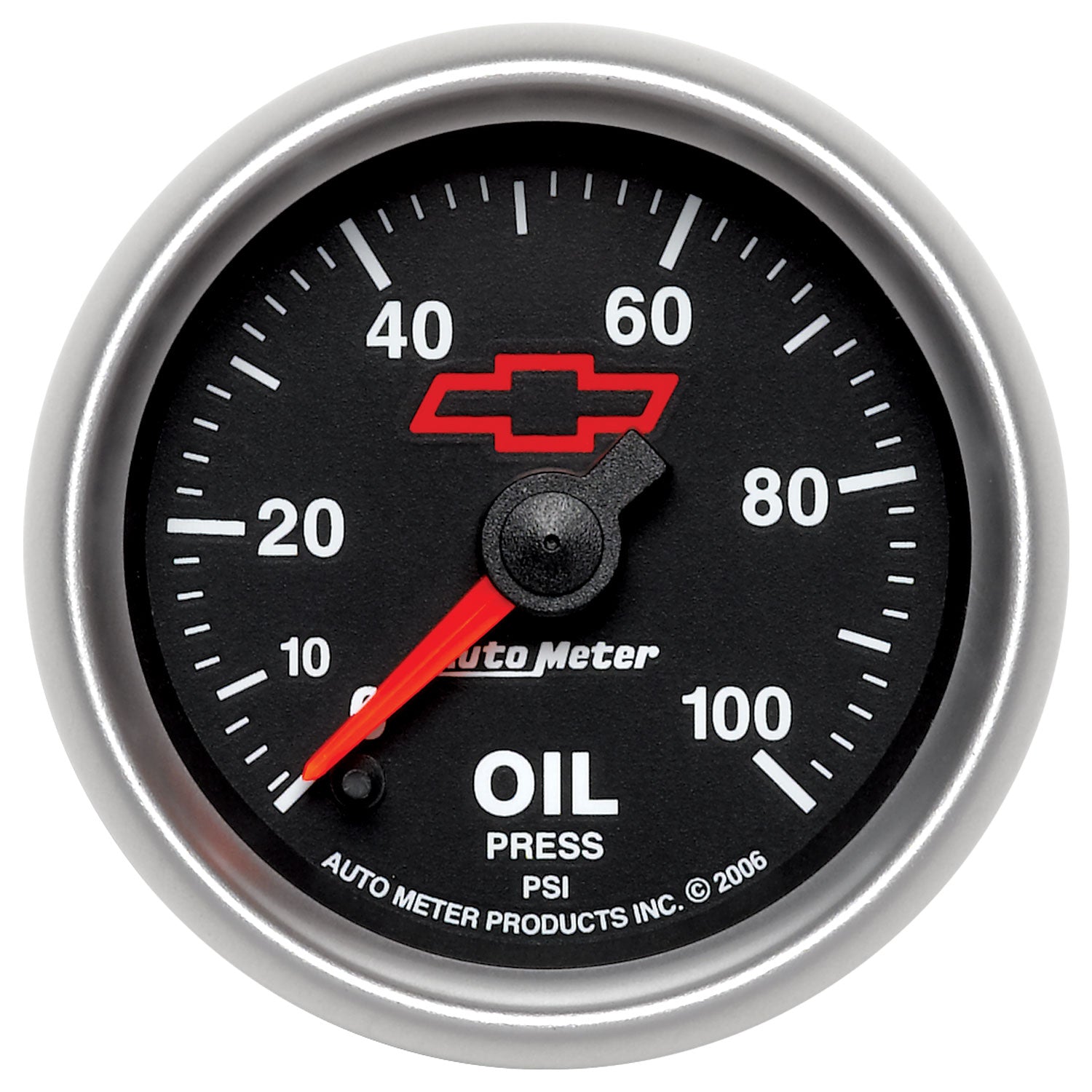 Autometer GM Bowtie Black 2-1/16in 0-100 PSI Oil Pressure - Stepper Motor - 3653-00406