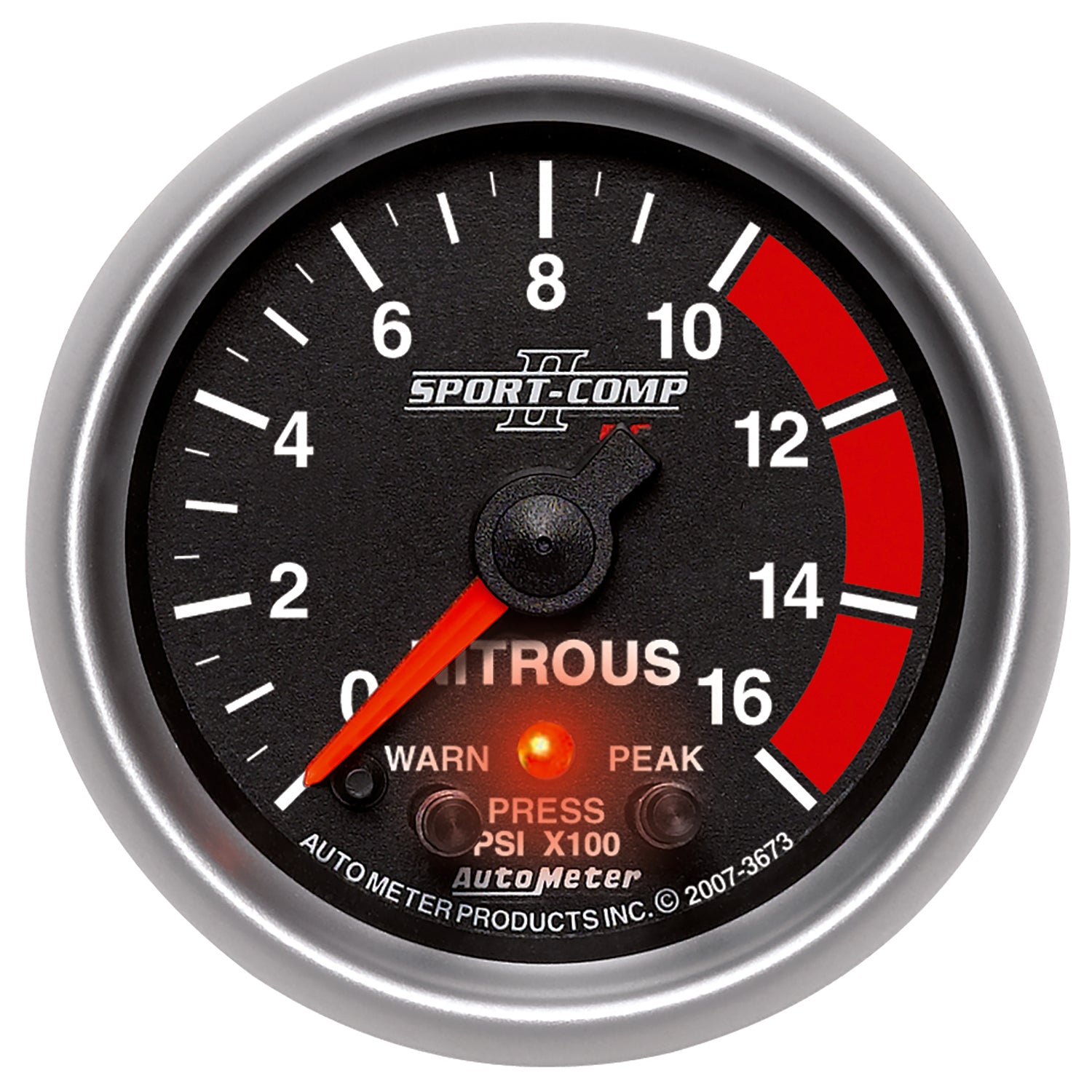 Autometer Sport-Comp II Pro Control 52mm 1600 PSI Nitrous Pressure Gauge - 3673