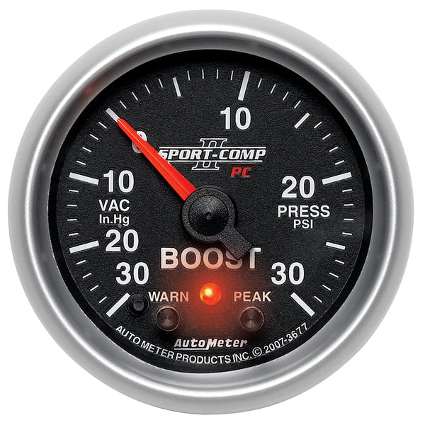 Autometer Sport-Comp II 52mm 30 IN HG / 30 PSI Electronic Boost/Vacuum Gauge - 3677