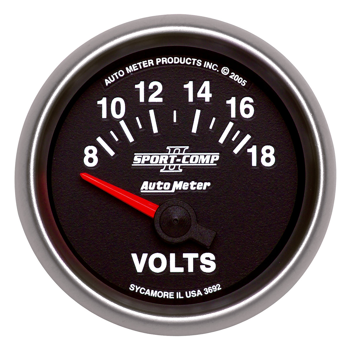 Autometer Sport-Comp II 52mm 8-18 Volt Short Sweep Electronic Voltmeter - 3692
